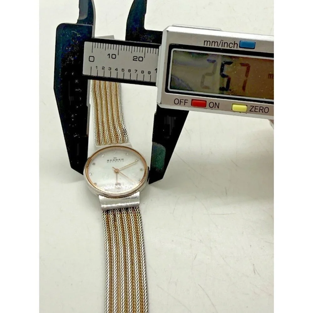 Skagen Women's 355SSRS Dress Watch 2-Tone Stainless Steel Mesh Band Date WR 3ATM